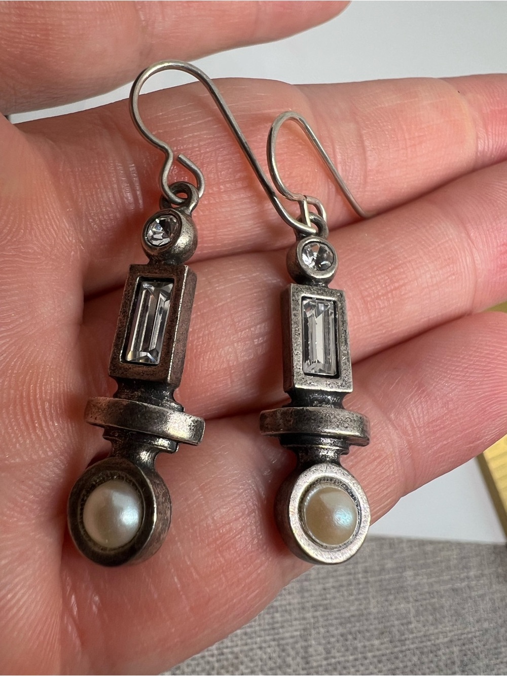 Patricia Locke silver tone dangle earrings